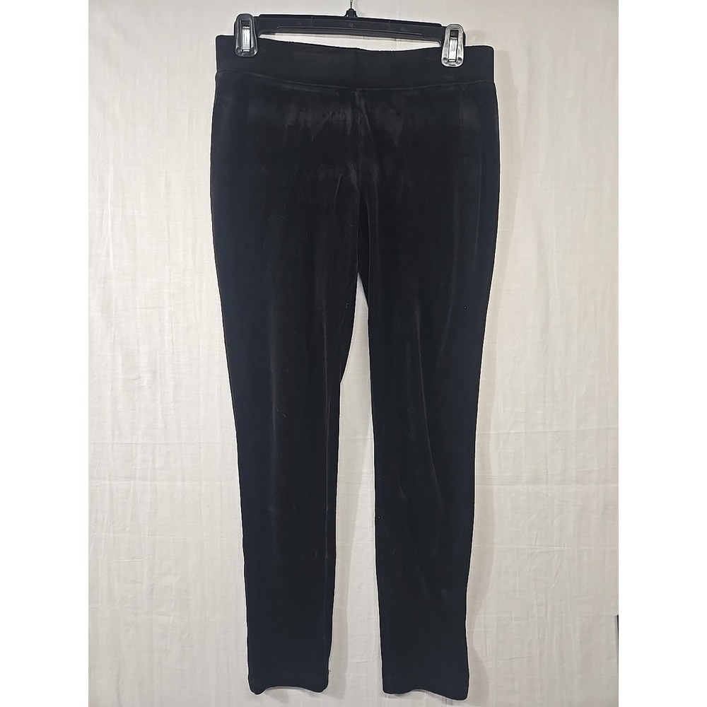 Talbots Black Velvet Pull On Leggings Size  Small Petite Taper Leg Elastic Waist
